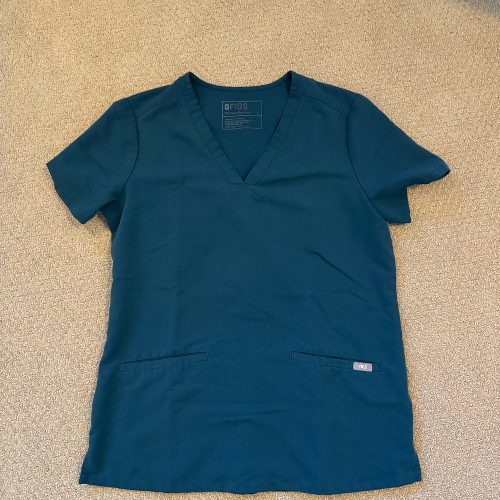 Figs Teal Caribbean Blue Scrub Top